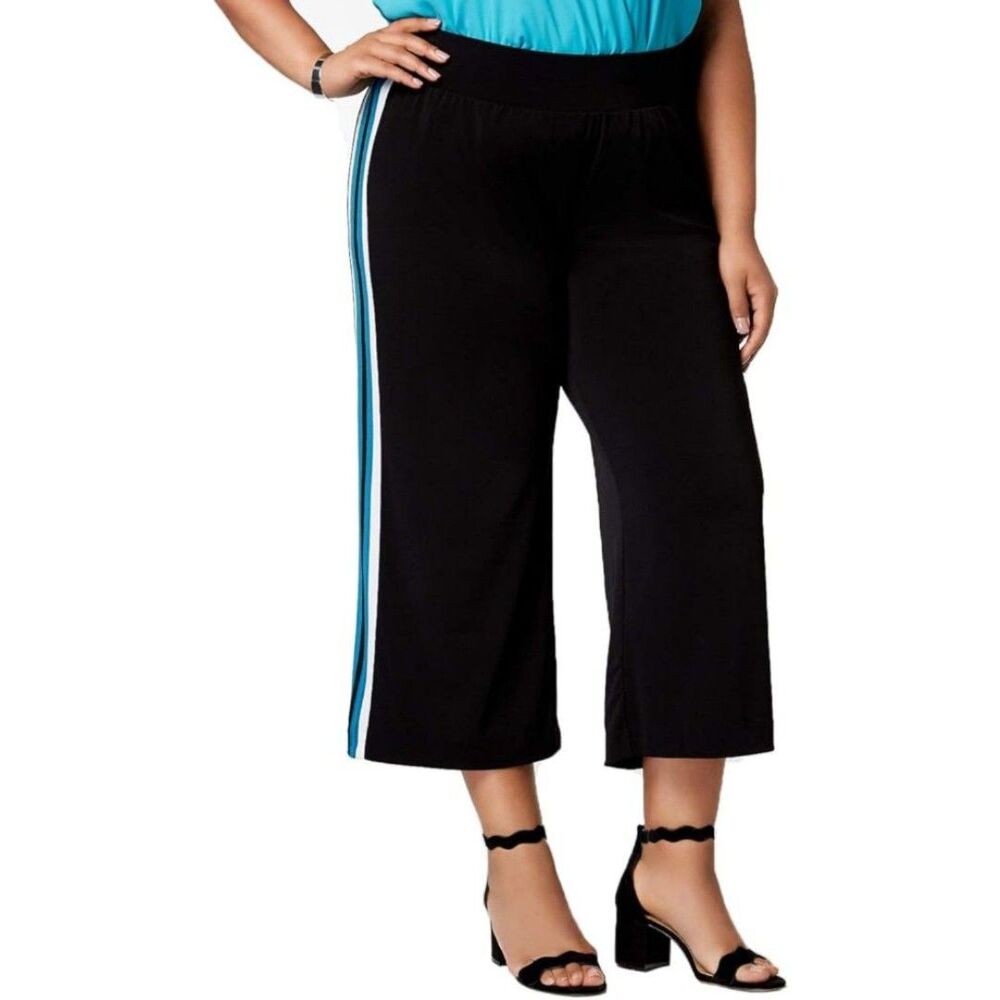 INC International Concepts Varsity-Stripe Wide-Leg Crop Pants Plus Size 2X